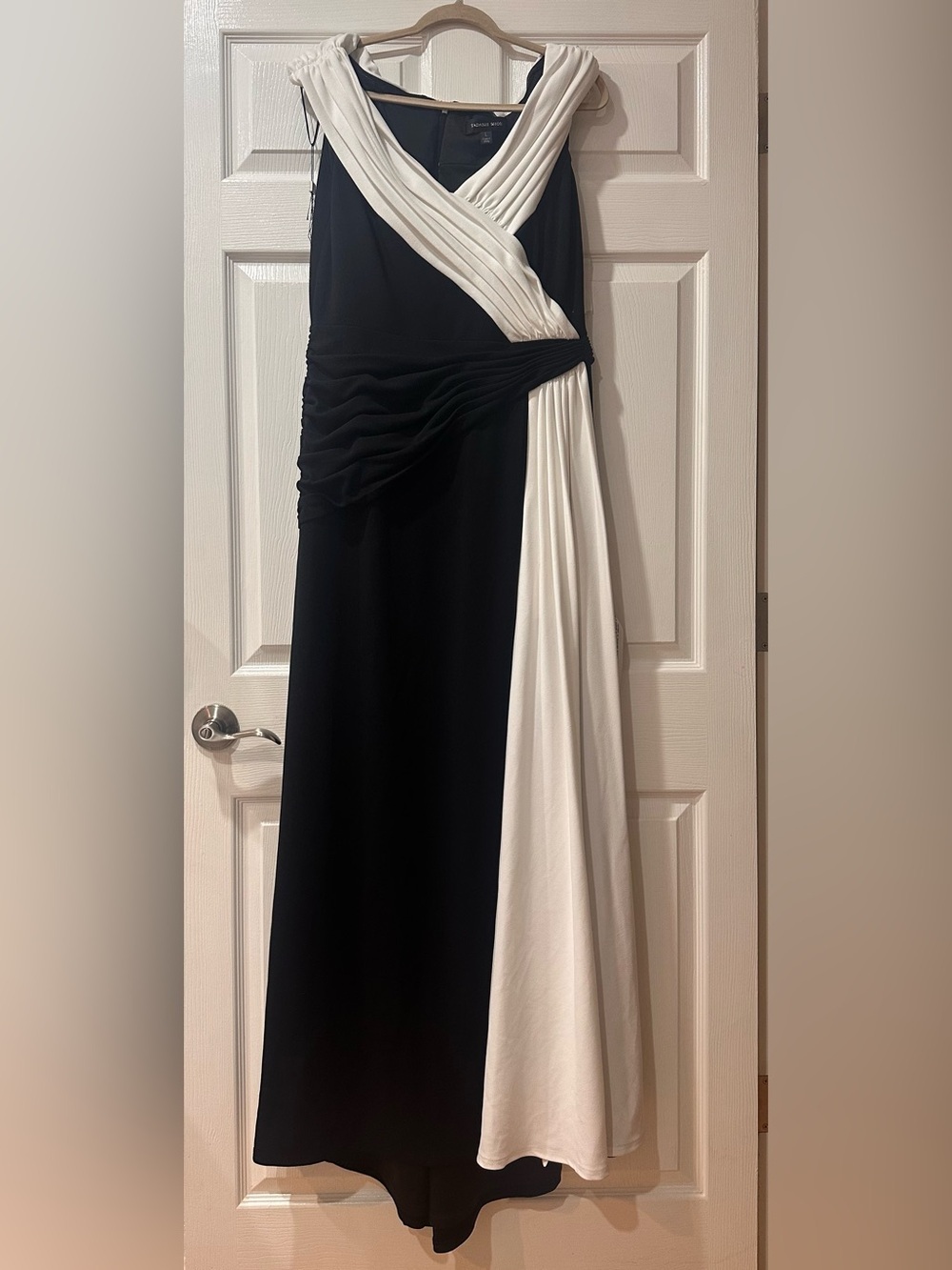 Tadashi Shoji Off the Shoulder Draped Crepe Gown - Picture 6 of 8